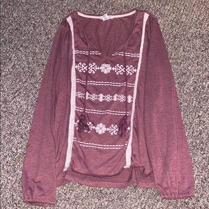 Purple Long-Sleeve Blouse